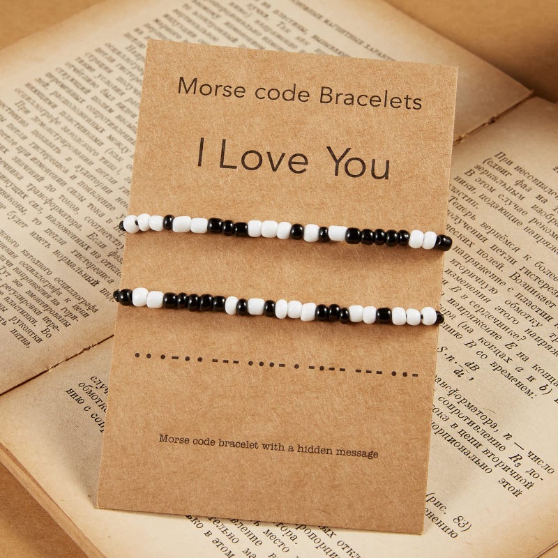 Desimtion Christmas Couples Bracelets I Love You Morse Code Matching Bracelets for Couples Gifts for Him and Her, Long Distance Relationship Gifts for Boyfriend and Girlfriend - Image 5